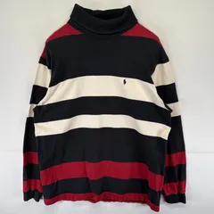 古着 ポロバイラルフローレン Polo by Ralph Lauren 長袖Tシャツ スウェット ボーダー ルーナー ハイネック L  ブラック メンズ