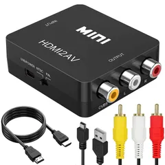 【在庫処分】ケーブル 1M+RCA hdmi 1080P 変換アダプター ケーブル からアナログ/コンポジット/3色端子 HDMI HDMI 1.2M+USBケーブル×1.0M付き HDMI AV変換コンバーター to ブラック 変換ケーブル RCA Runb