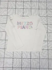 ◇ Θ mezzo piano メゾピアノ キッズ 子供服 フラワー刺繡ロゴ 長袖 Tシャツ サイズ140 ホワイト系 女の子 E  【1508270000632】