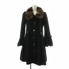 バーバリーブルーレーベル BURBERRY BLUE LABEL トレンチコート アウター ロング フォックスファー 裏地ノバチェック 38 M 黒 ブラック /XZ ■GY27