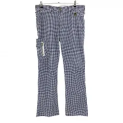 エドウィン パンツ 白×ネイビー ギンガムチェック サッカー生地 ストレッチ メンズ L ゴルフウェア EDWIN GOLF