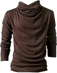 (アスペルシオ) aspersio メンズ モックネック 無地 インナー シャツ カジュアル ゆったり ハイネック カットソー タートルネック 大きい サイズ 大き目 大きめ ゆる ウェア スリム ロング丈 ロング 長袖 スマート 防寒 あっ [モカ] [L]