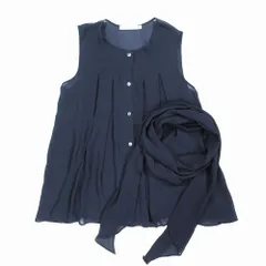 セオリーリュクス theory luxe ストール付き シアー ノースリーブ ブラウス シャツ タック トップス 40 L 紺 ネイビー ur8 【中古】