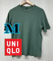 ユニクロ  UNIQLO  ワッフル  クルーネック  Tシャツ  半袖  M  グリーン  緑