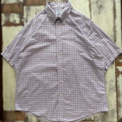 Brooks Brothers 半袖シャツ チェック パープル　XL