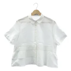 CABaN / キャバン | タイプライター ダブルクロス アシンメトリック フリルシャツ | F | ホワイト | レディース