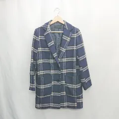 ◇ ⊇ JEANASIS ジーナシス チェック柄 長袖 ピーコート サイズM ネイビー系 レディース E  【1503050029711】