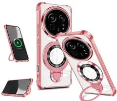 【人気商品】TPU メッキ加工 耐衝撃 四角エアクッション ストラップ付き スマホケース SH-54E MagSafe対応 ソフトケース マグネット搭載 リング 多機能スタンド付き 縦横両対応 クリア アクオスr9プロ ケース Pro ケース R9 AQUOSのサムネイル