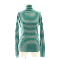 スローブ イエナ SLOBE IENA  ウォッシャブルタートルネックネックリブプルオーバー ニット ボーダー ウール F グレー 緑 グリーン /AT ■OS