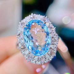 超大粒14.06ctパライバトルマリン♥家宝 18Kホワイトゴールドダイヤ 