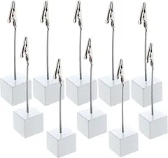 TradeWind スワイヤー メモクリップ メモスタンド カードホルダー カードスタンド 名刺 写真 メニュー ポップ キューブ型 ワイヤータイプ 机上用品 卓上 販促 10個セット(ホワイト)