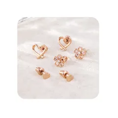 【特価商品】サージカルステンレス ピアス ピアス シンプル 母の日 花 ハート 誕生日 ハート サージカルピアス 記念日 人気 3ペアセット プレゼント セット 20g スタッドピアス 【Mesaro】ピアス