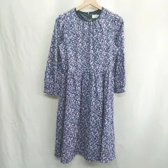 ◇ ⊇ Couture Brooch クチュールブローチ 花柄 長袖 膝下 ワンピース サイズ38 パープル系 レディース E  【1501160007896】