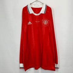 【古着】adidas 90's マンチェスターユナイテッド TREBLE WINNERS ロングスリーブユニフォーム ゲームシャツ