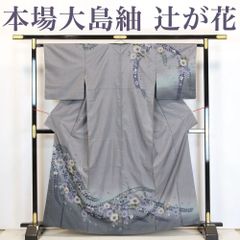 【リサイクル】 訪問着 【本場大島紬】 縞大島 辻が花模様 辻ヶ花 染大島 丈164 裄66 正絹 _ フォーマル 礼装 セミフォーマル お呼ばれ 高級 逸品 入学式 卒業式 お正月 お茶会  春 秋 冬 着物 付け下げ 附下 仕立て上がり tm0124f