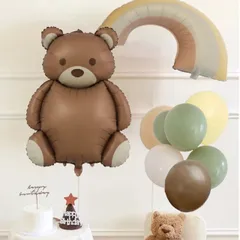 超ビッグ くまさん＆ 虹 & 風船 セット 大人気くすみバルーン　100日祝い　お誕生飾り　バースデイパーティー　デコレーション　風船　茶色　１歳　２歳　3歳　４歳　５歳　６歳　７歳　８歳　９歳　イベント　パーティーの飾り　韓国インスタ