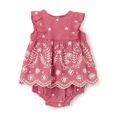 petit main  【リンク】インド綿 レース刺しゅうセットアップ(ベビー)   9651587