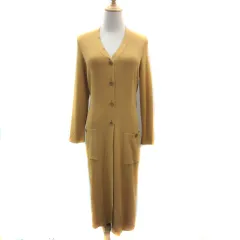 ロペ ROPE ニットカーディガン Vネック ロング丈 無地 M マスタードイエロー /YS37