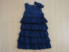 ミスブルマリン マメール アウトレット 子供服 女の子 6歳 約 110cm 120cm ジャンパースカート デニム 紺 リボン ビジュー 春 夏 秋 ★2 ガールズ キッズ 【中古】 ユーズド リサイクル 古着 子ども服