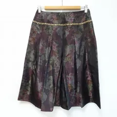 #anc レリアン Leilian スカート 9 紫系 光沢 スパンコール 花柄 プリーツ ロング フレア レディース [786216]