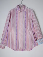 PAUL SMITH LONDONポールスミス ロンドン 日本製 紋章マルチストライプ コットン長袖ドレスシャツ【L】【MSHA75737】