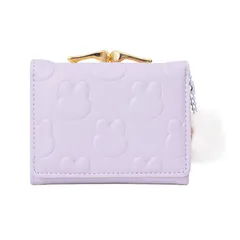 [トカリリ] がま口 財布 女の子 子供用 小学生向け 二つ折り ウサギ デザイン コンパクト 軽量 レディース プレゼント 大容量 小銭入れ付き ガールズ (ウサギ, ラベンダー) [ラベンダー] [ウサギ]