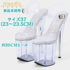 【23 23.5 cm】 20cm ヒール クリアヒール サンダル 厚底 ヒール ポールダンス 用 ハイヒール ピンヒール ストラップ レディース 靴 シューズ 新品 未使用