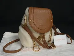 ■極美品■ SeeByChloe シーバイクロエ オルガ ボア×レザー リュックサック バックパック アイボリー系×ブラウン系 FI8963
