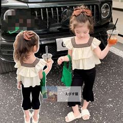 セットアップ  子供服 女の子  上下セット ブラウス パンツ セット フレアスリーブ 女児 小学生 キッズ   ボトムス  可愛い  おしゃれ カジュアル 90cm 100cm 110cm  120cm   130cm  140cm
