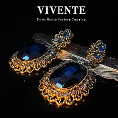 ピアス ファッション ダークブルー 人工ダイヤモンド ヴィンテージ 中世風 高級感 精巧 セクシーXuA1193