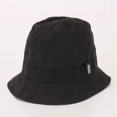■美品■グッチ GGキャンバス サファリ ハット バケット ブラック  シルバー ロゴ プレート 帽子 人気 流行 おしゃれ メンズ BGB 0427-1G17【中古】のサムネイル