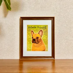 新品☆額縁付アートポスター☆犬の絵☆French Bulldog (Fawn)☆フレブル☆インテリア☆動物病院／店舗様必見◆壁掛け☆73