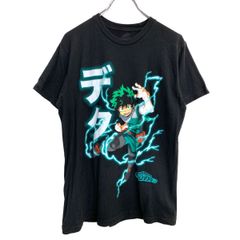 MY HERO ACADEMIA 반소매 캐릭터 T셔츠 M 나의 히어로 아카데미아 블랙 코튼 멕시코제 헌 옷 도매 미국 구매 t2408-3729