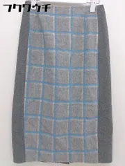 ◇ URBAN RESEARCH アーバンリサーチ チェック ウエストゴム 膝下丈 タイト スカート サイズF グレー ブルー レディース  【中古】 【1111290008061】