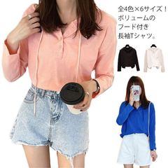 新品 フード付きtシャツ 長袖tシャツ レディース フード付き tシャツ トップス プルオーバー カットソー 綿 ホワイト ブラック ピンク ブルー 春服 秋服 シンプル おしゃれ S?3XL カジュアル kkkfee