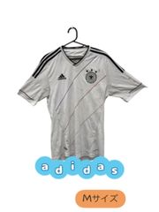 adidas　半袖Tシャツ　ドイツ代表　ユニフォーム風　ホワイト　3本ライン　全体にシミ汚れあり　DEUTSCHER　FUSSBALL-BUND　U-431