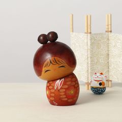 ヴィンテージ新型こけし、着物、高さ12.5cm | antique shingata kokeshi, 12.5cm in height