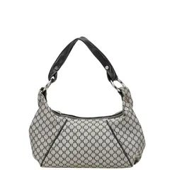 セリーヌ マカダム ワンショルダーバッグ ブラック グレー キャンバス レザー レディース CELINE【1-0221598】