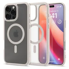 Spigen iPhone 16 Pro Max ケース MagSafe対応 半透明 クリア ストラップホール 米軍MIL規格 ウルトラ・ハイブリッド・マグフィット ACS08382 (フロスト・ナチュラル・チタニウム) 0