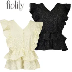 fiolily フィオリリー リボン カットソー ブラウス ノースリーブ フリル バックリボン インナー トップス 春/夏/秋 レディース カジュアル 【小】140120207 ブラック/アイボリー