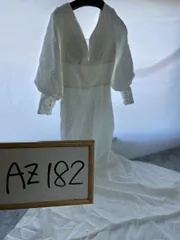 [Fiveen] ウエディングドレス 長袖 Vネック 前撮りドレス マーメイド 発表会 結婚式二次会 ロング 白ワンピース 花嫁ドレス(L)　管理AZ182