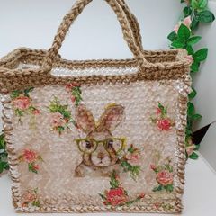 めがねウサギと薔薇のバック
