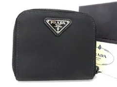 ■極美品■ PRADA プラダ テスートナイロン ラウンドファスナー 二つ折り 財布 ウォレット 小銭入れ 札入れ ブラック系 AP9517 