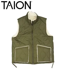 TAION (タイオン) R002BML-1 MILITARY RIVERSIBLE HI NECK DOWN VEST リバーシブル ハイネック ダウンベスト TA020 全2色 D.OLIVExCREAM L