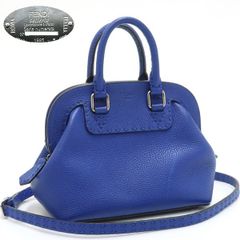 FENDI セレリア 8BN258 ミニ アデーレ 2WAYバッグ レザー ブルー 青系 フェンディ ◆送料込◆質屋-10164