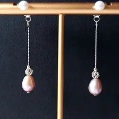 silver925*2way ピンクの淡水パール×1粒パールのピアス