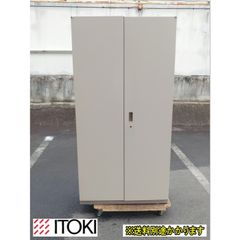 （中古）（一部地域送料無料）イトーキ 両開き書庫５段 鍵付き ナチュラルグレー スチール HTS-189HS-WE シンライン400シリーズ 書類収納 F-HB-516-0124A