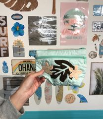 ＜正規品＞レスポーチ♡モンステラ&プルメリア♡ミントブルー♡ハワイアンキルト