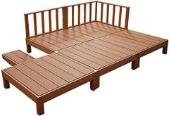 ウッドデッキ 人工木ウッドデッキ 9点セット 1.25坪 縁台 ウッドデッキ用 ウッドパネルデッキセット ウッドデッキタイル ブラウン