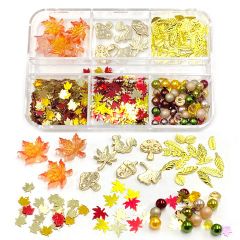 秋 紅葉 もみじ 葉っぱ 木の実 オータム 森 レジン ホログラム フレーク ネイル レジン 封入 パーツ ケース入り 1個 rp-383